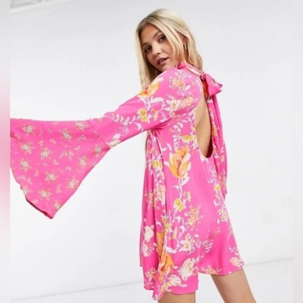 Free People Tate Tunic Retro Mini Dress in Lollipop Combo Pink - Picture 2 of 11